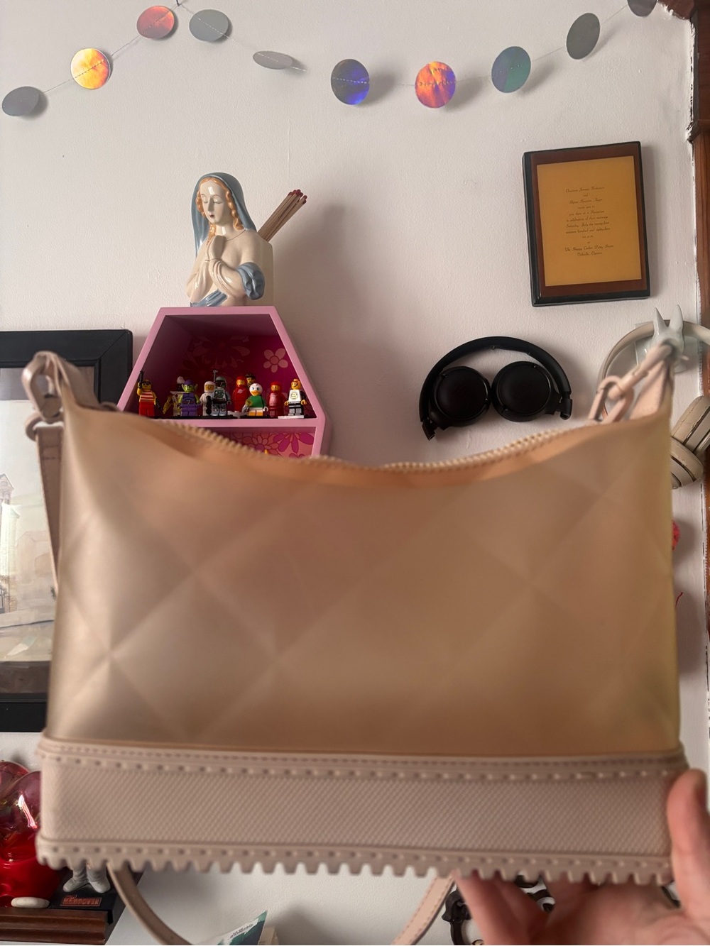 Charles & Keith Cream Quilted Shoulder Bag